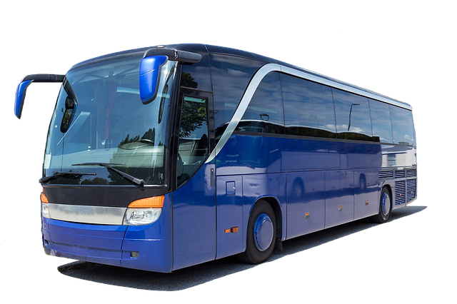 moderní modrý autobus